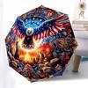 American Pride Eagle Flag Ornament Decorative Circle Wall ArtUmbrella with Cute Design,Portable 3-Fold Compact Umbrella for Men&Women,Valent