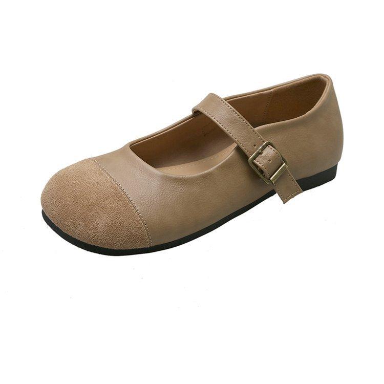 

Французские ретро туфли с плоским дном и неглубоким носком, женские туфли, новинка весны 2025 года, ретро балетки с круглым носком, туфли Мэри Джейн 35