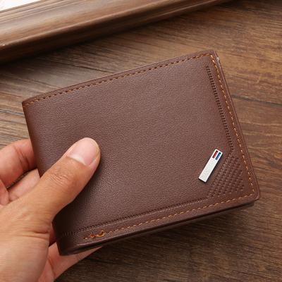 New Men's Wallet Short Wallet Youth Fashion Thin Multi Card Large Capacity Horizontal Business Soft Leather Wallet for Men