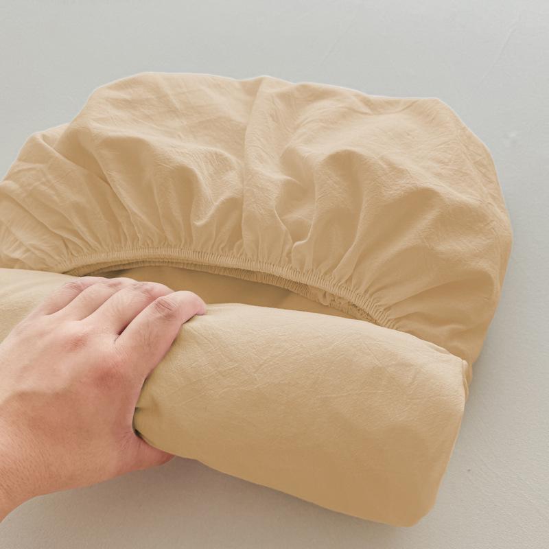 Pure Cotton Yarn-Dyed Washed Fitted Sheet: Non-Slip, Dustproof, Skin-Friendly Mattress Protector 3-Piece Set.