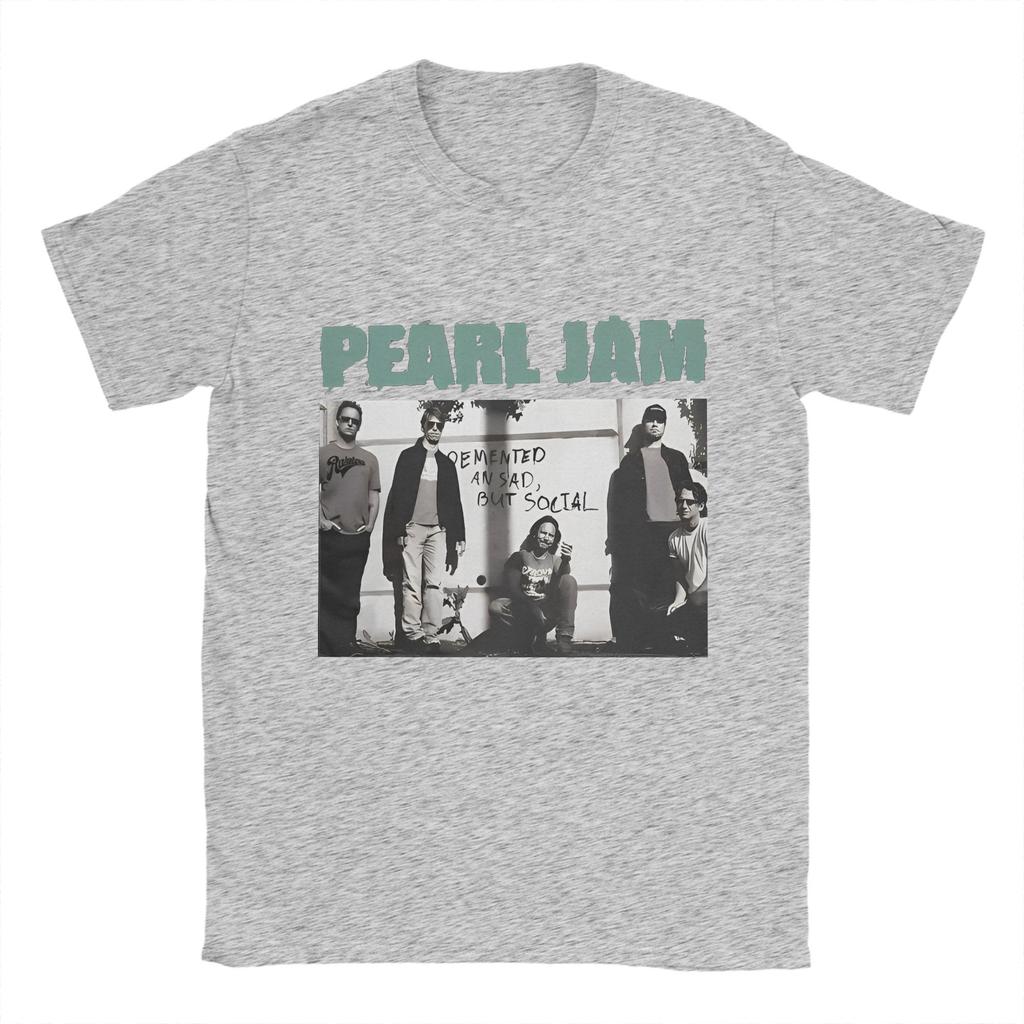 Men T-Shirts Music Pearls Jam  Novelty Pure Cotton Tees Short Sleeve  T Shirts Crewneck Clothes Plus Size