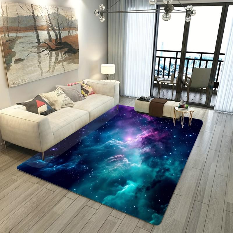 VIKAMA Flannel Starry Sky Pattern Comfort Rug Non-Slip And Machine Washable Living Room And Bedroom Rug Home Decor
