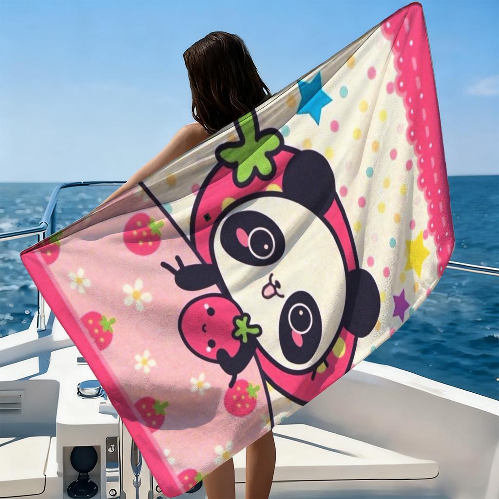 Cartoon Riesenpanda Strandtuch Schnelltrocknend Klein bis Groß Handtuch Geeignet für Strandurlaub Pool Sommer Lustiges Geschenk für Freunde