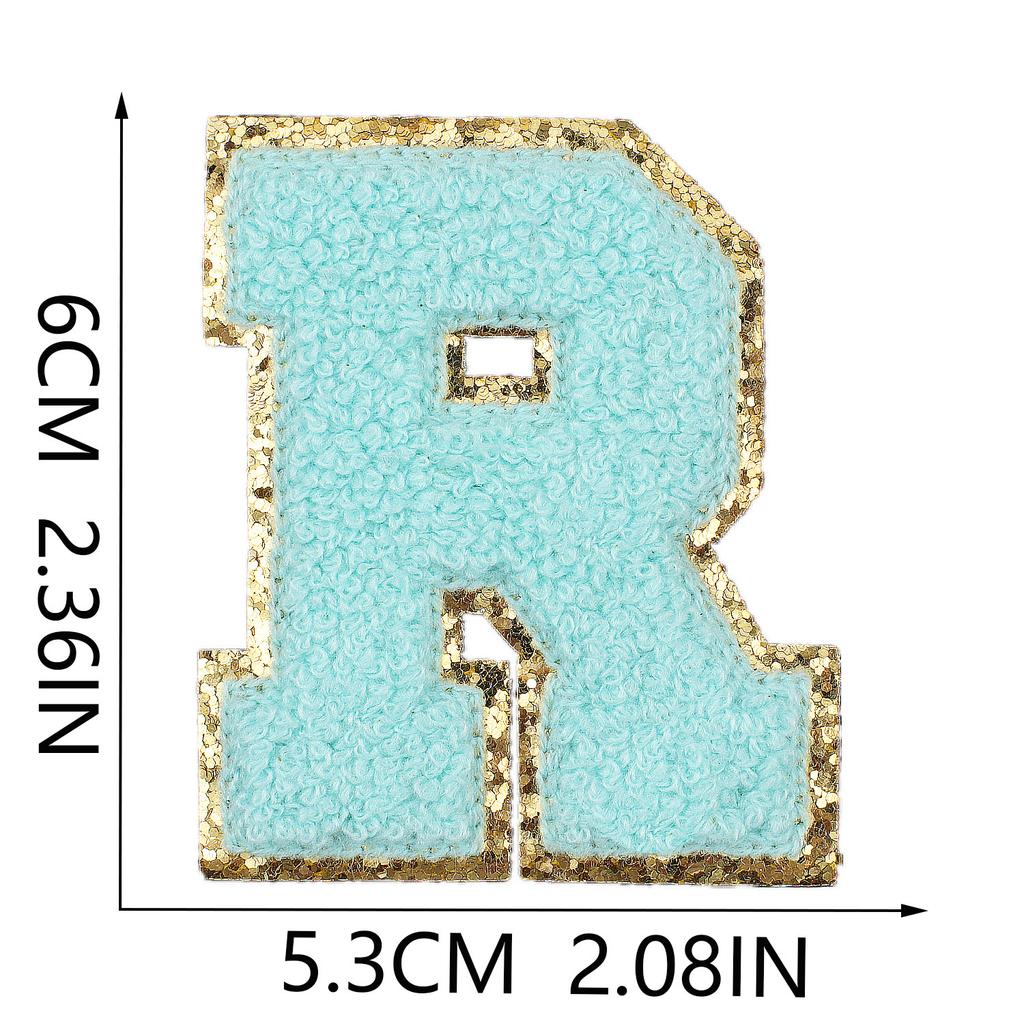 6Cm Towel Embroidery Lake Blue English Letter Embroidery Cloth Sticker Bag Decoration Patch Sticker Ironing Number Sticker