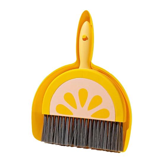 

Small Broom Dustpan Set Fruit Themed Anti-scratch Desktop Crumb Sweeper Glass Piano Surfaces Fine Dust Debris Handheld Broom Set B