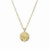 18K Gold Zircon Cross Necklace with Five-Color Stones