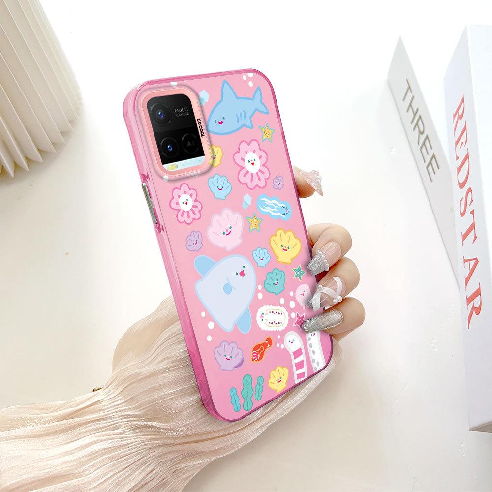 

Окрашенный узор, красочный серебристый, двухсторонний, жесткий, противоударный чехол для телефона Vivo Vivo V25 Pro 5G темно-розовый