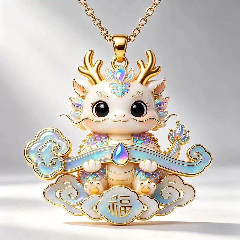 Chinese Mythology Nine-tailed Fox Enamel Pendant Necklace Fashion Minimalist Jewelry for Women Valentine's Day Gift for Her