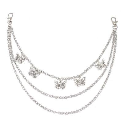 Metallische Schmetterlings-Hosenkette für Damen Dekorative Taillenkette Hosenanhänger Geldbörsenkette Dekorative Kette Gürtel