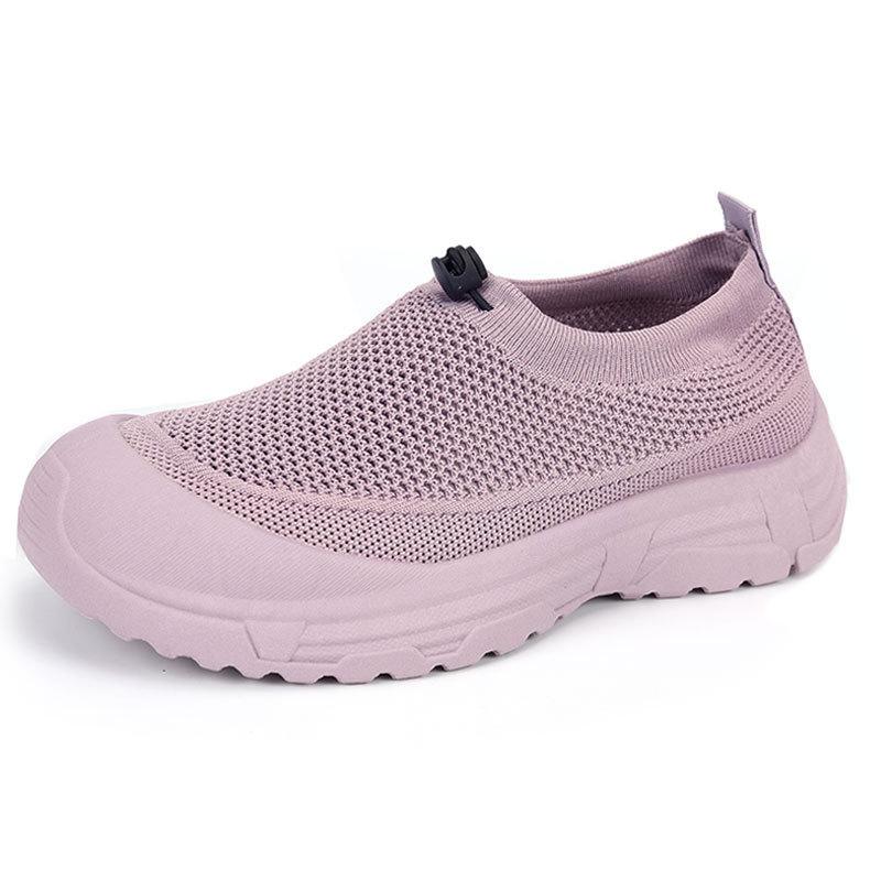 Summer new fly-woven mesh shoes women's one-pedal thick-soled breathable lazy shoes daily commuting casual shoes women