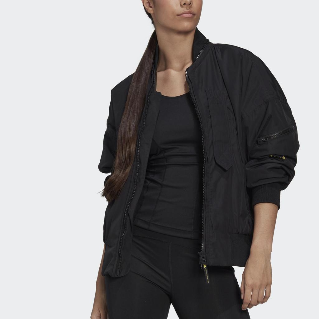 Adidas Stella McCartney Logo Print Solid Bomber Jacket Women Jackets Black HG6887