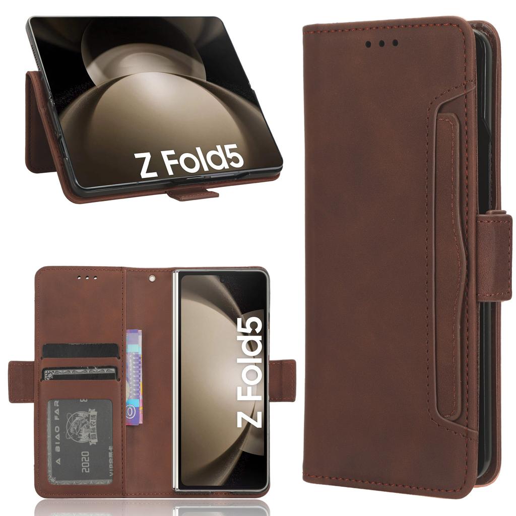For Samsung Galaxy Z Fold5 5G Multiple Card Slot Phone Case PU Leather+PC Wallet Stand Cover with Pen Holder