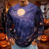 Men's Halloween Print Round Neck Long Sleeve T-Shirt
