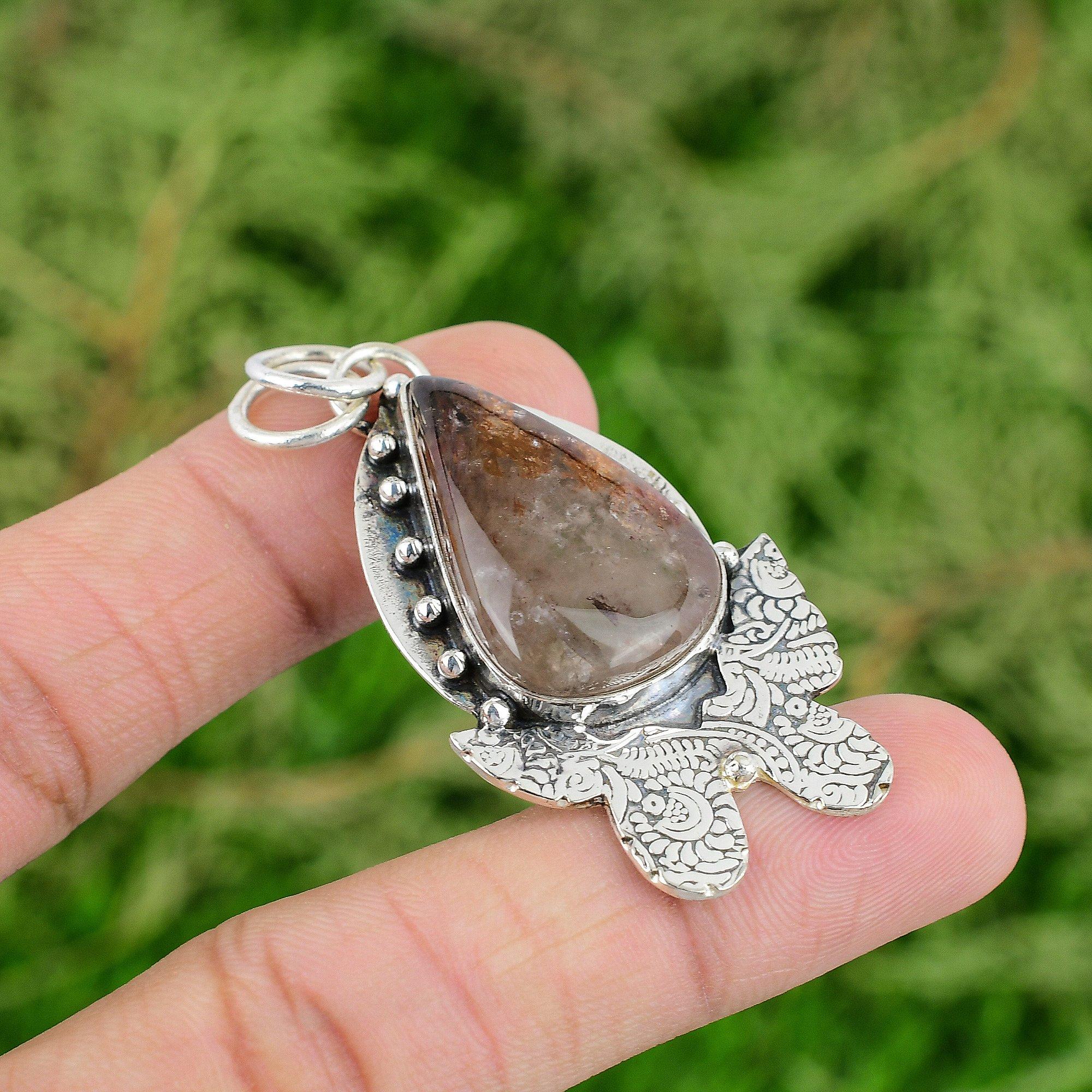 

Sisters Day Deal 925 Silver Pear Elestial Quartz Stone Bezel New Pendant Jewelry