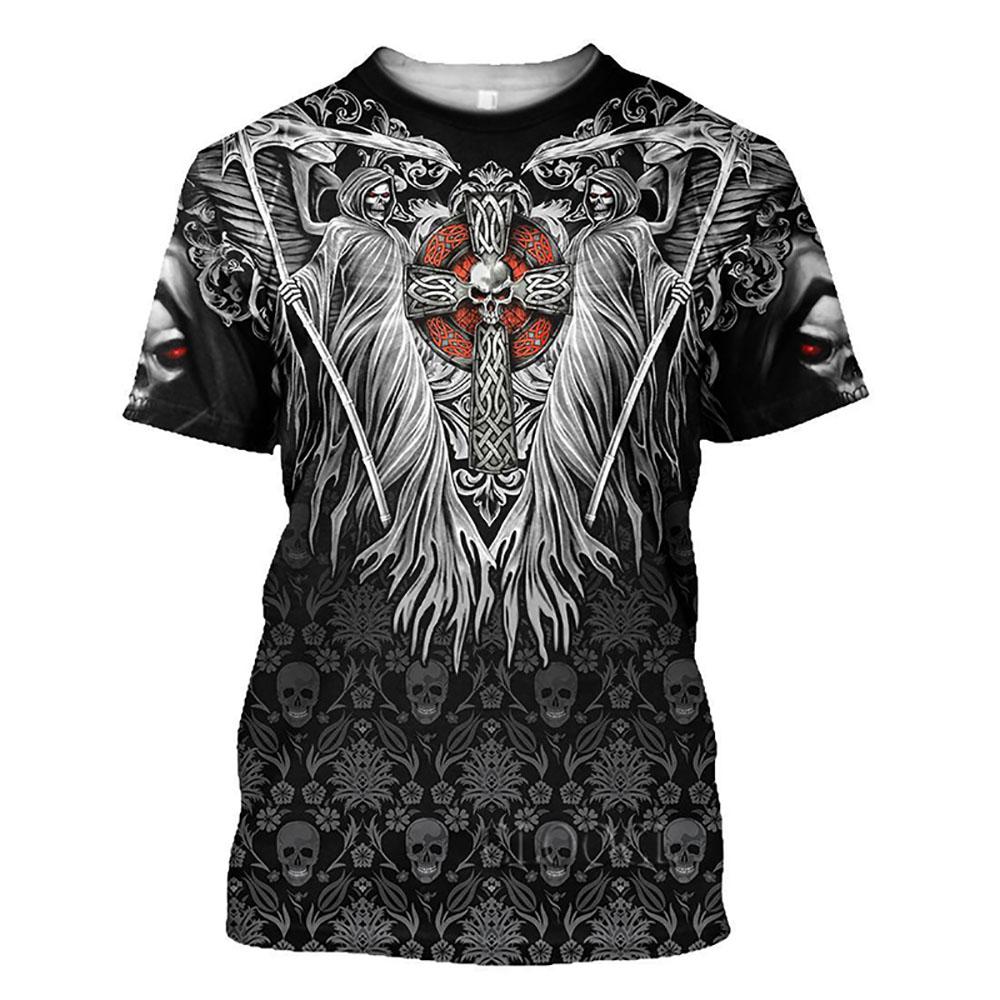 3D Skull Pattern Men's T Shirt Hip Hop Punk Harajuku Streetwear Casual O-neck Short Sleeve Funny Print Tees Fashion Loose Tops