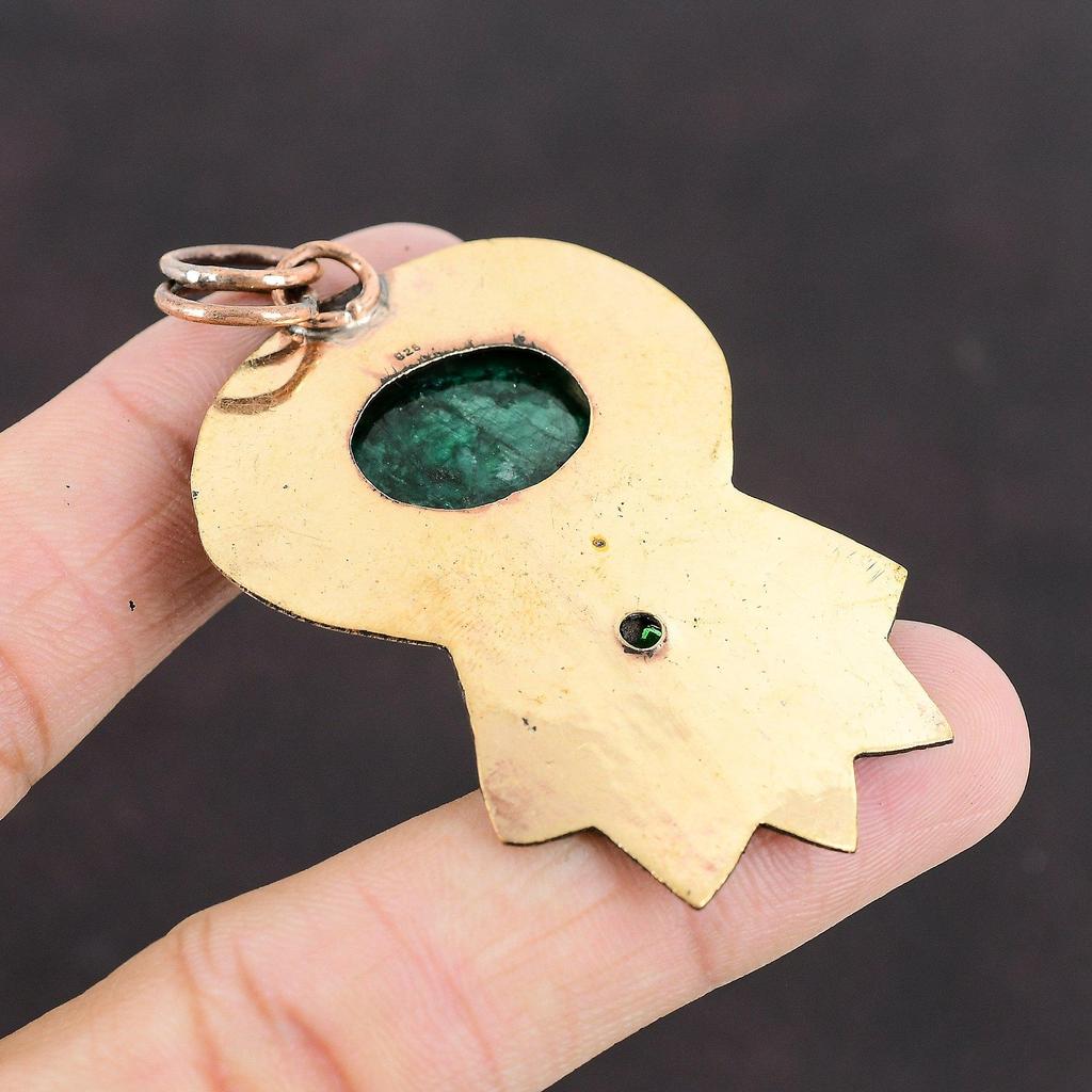 Faceted Zambian Emerald Pendant Chrome Diopside Pendant Copper Pendant Genuine Gemstone Pendant Handmade Copper Jewelry Birthstone Pendant