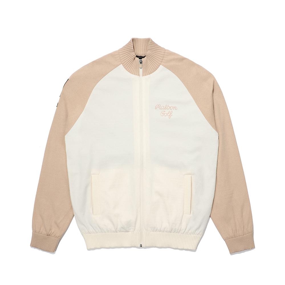 MALBON GOLF M Script Full Zip Sweater Cream (Man)