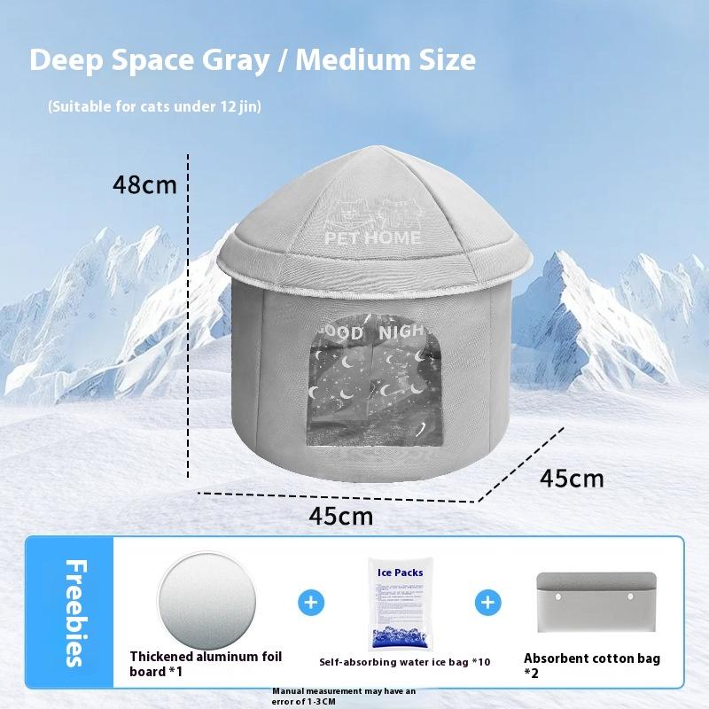 

Cooling Ice House for Cats Japanese Style Summer Pet Bed Air Conditioned Dog Cave with Comfort MatCave with Cooling Mat