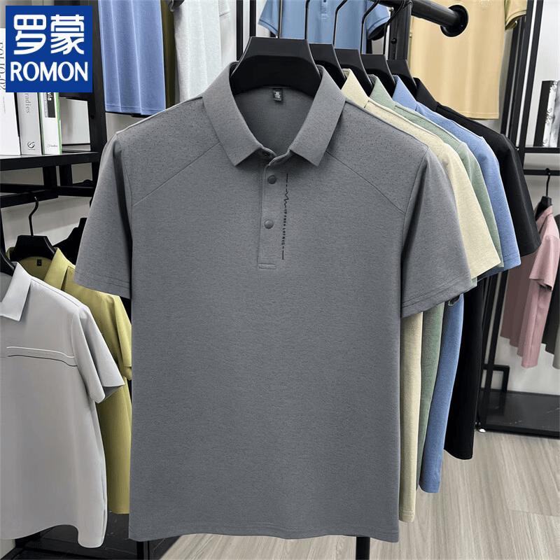 ROMON Men s 2026 Summer Breathable Solid Polo Shirt M