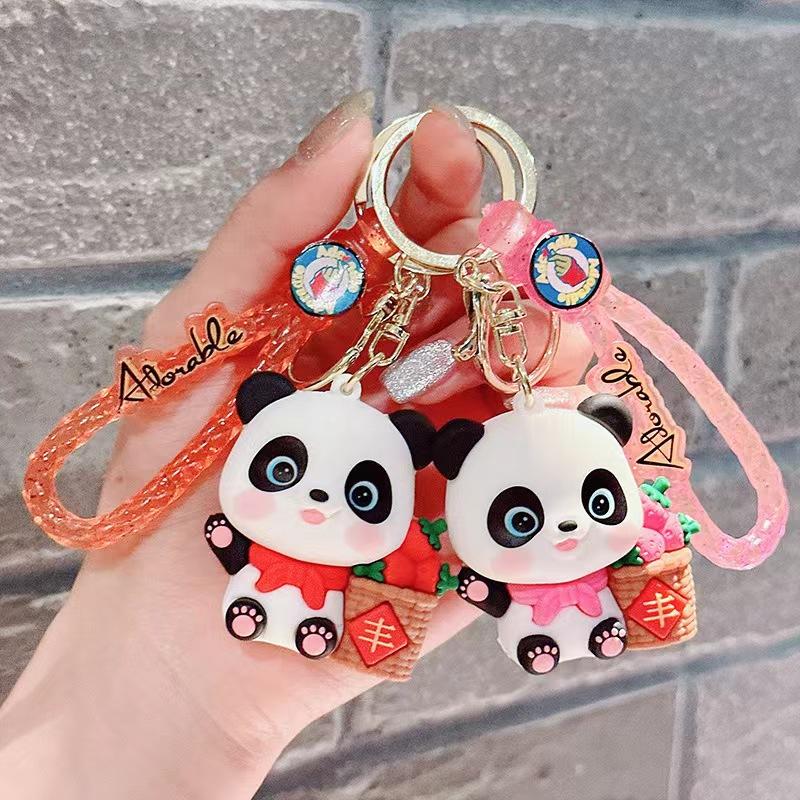 Guochao Creative Harvest Giant Panda Exquisite Cute Pendant Car Keychain Children's Toy Small Gift