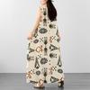 DIMANAF 2026 Women Plus Size Summer Beach Loose Lady Long Dress Vest Sleeveless Vintage Oversize Maxi Print Sundress Clothing