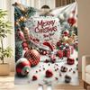 Red Blanket Merry Christmas Flannel Blanket Gingerbread Man Santa Claus Snow Tree Printed Soft Fluffy Office Sofa Chair Nap Gift