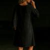 Modisches farbenfrohes lockeres Button-V-Ausschnitt Langarm Lockeres Kleid für Damen