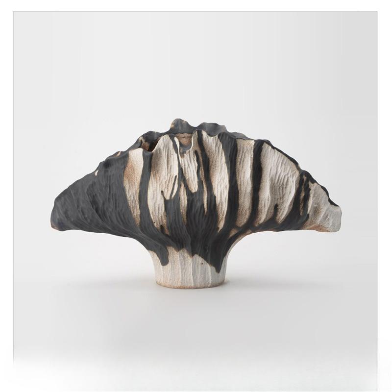 Abstract Ceramic Handicrafts Pleated Flowerpot Shell Vase Wavy Flower Vase Flower Arrangement Home Decoration Accessories