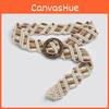 Ethnic Style Waist Belt Handmade Woven Fabric With Wooden Closure For Womens Daily Fashion