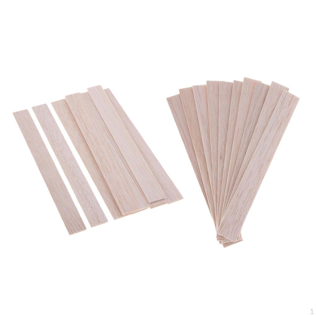 Buy 20 Pieces Natural Unfinished Flat Balsa Wooden Sticks Rectangle Rod ...