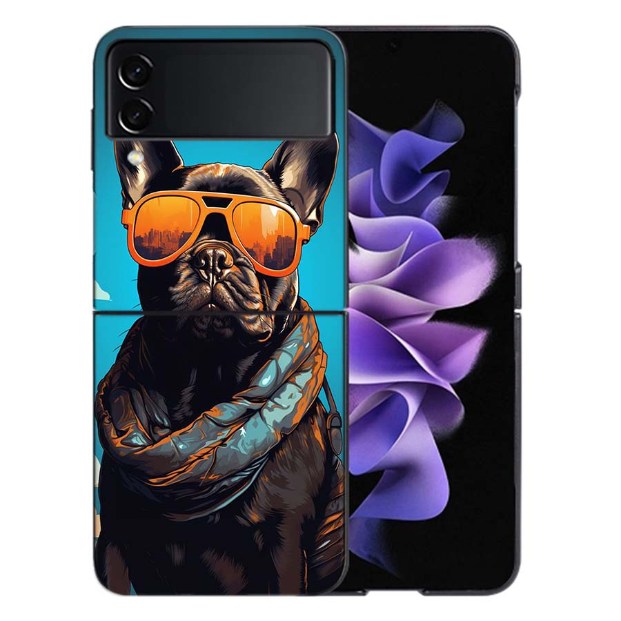 French Bulldog Dog Pug Coque For Samsung Z Flip7 6 Galaxy Case Shockproof Z Flip5 Z Flip3 4 5G Hard Cover Phone TPU PC Hard Fun