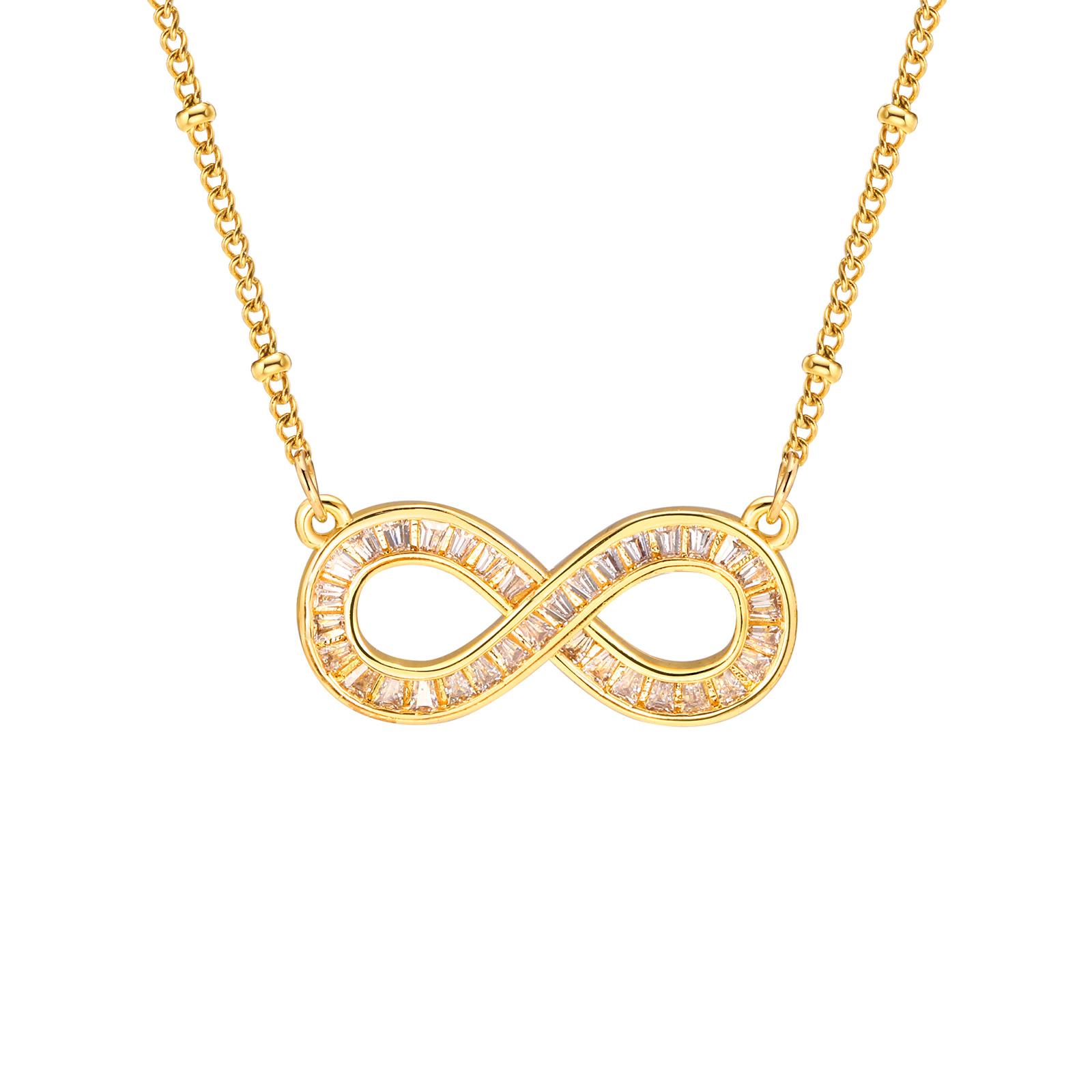 Vnox Women Love Infinity Necklaces, Elegant Full CZ Stones Eternity Infinity Pendant with Adjustable Chain, Love Gift for Her