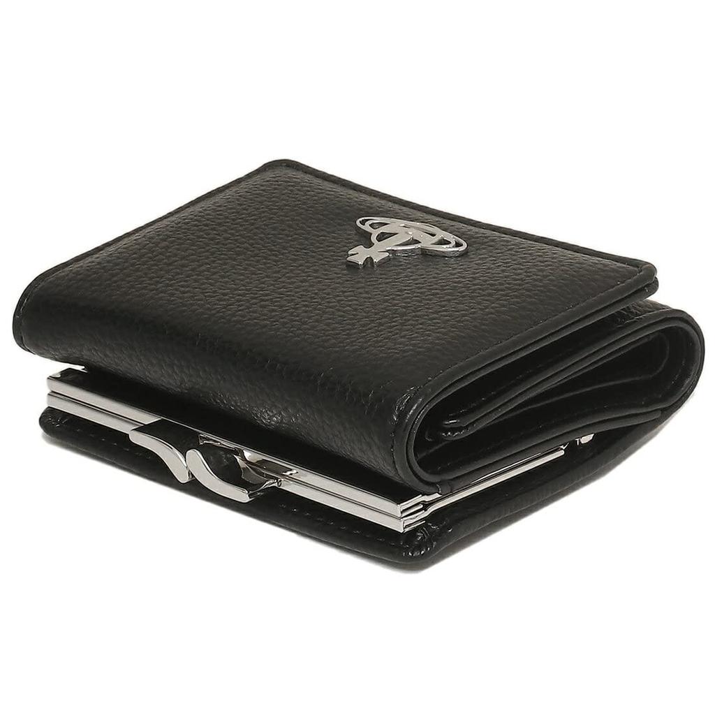 Vivienne Westwood Vegan Grain Wallet with Clasp 51010018 S000D N403 Tri-fold Closure, Black, Women's, [Used]