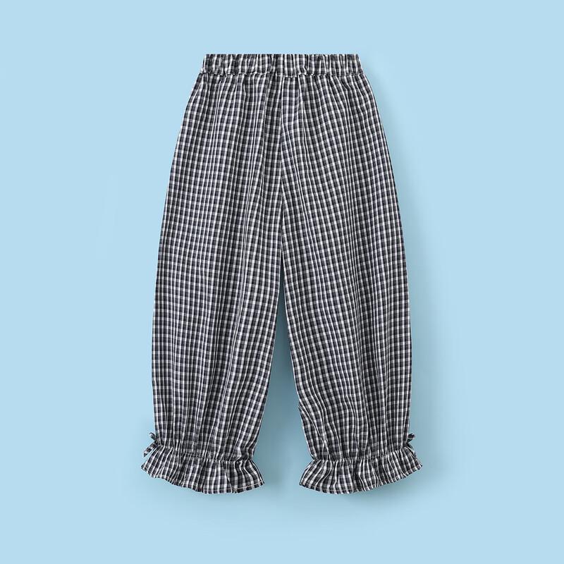 Montagut Girls' Ruffled Plaid Casual Ankle Pants