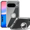 Case for Google Pixel 10, Transparent Slim Silicone Anti-Scratch with Silver Stand