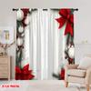 2 Stück, 2D-Flachdruck Moderne Vorhänge Weihnachtskugeln Kiefernzweige Rote Schleifen (4) Polyester, einfache Installation (ohne Stange)