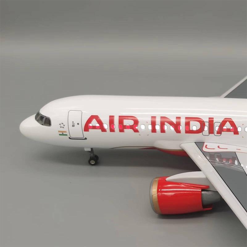 Air India Airlines Model 47cm Airbus 1/80 Scale Airplane A320 NEO Light and Wheel Landing Gear Diecast Resin Plane Model Gifts