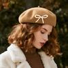 1pc Solid Color Women's New Bow Wool Beret, Suitable for Daily Use, Available in Multiple Colors