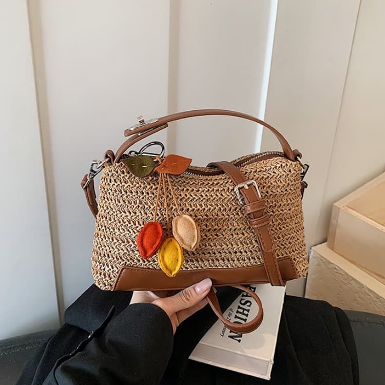 Striped Straw Baguette Small Bag Portable Messenger Women's Bag