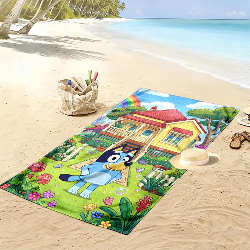 Bluey Print Beach Towel, Large Soft Quick Dry Towel for Beach Camping Swimming