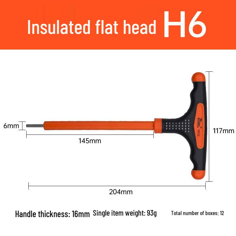T-Type Insulated Hex Wrench, Flat & Ball Head, Three-Color Non-Slip Handle, Extended Rod Electrician Hex Screwdriver