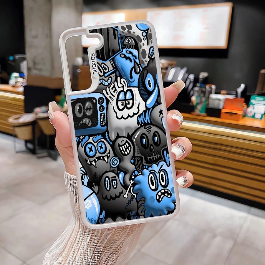 Case for Samsung Galaxy S26 S24 FE S21 S22 Ultra S25Edge S23 S20 FE Note 20 Ultra S25 Phone Cover Graffiti Black