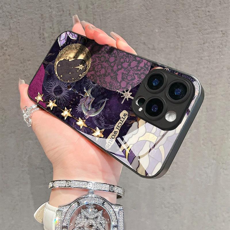 Sun and Moon God Tempered Glass Phone Case For iPhone 17 16 15 14 13 12 11 Pro Max 17Air 16E 7 8 Plus XR XS X Shockproof Cover