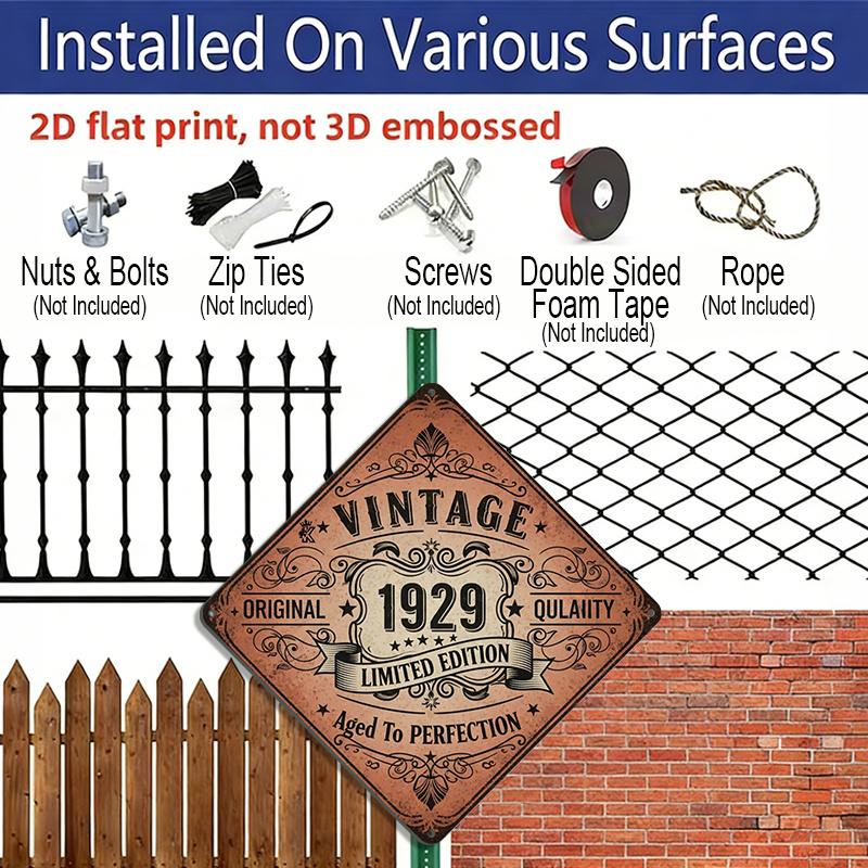 2D Flat, 1pc Suitable for Home & Shop Wall-Mounted Retro Sign - Vintage 1929 Limited Edition Ornate Industrial Plaque, Metal Decor for Diner, Cafe