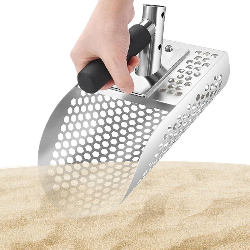 Cupă de nisip din oțel inoxidabil Cupă detector de metale Cupă multifuncțională pentru cernut nisip Lopată pentru cernut rapid pentru subacvatic curte