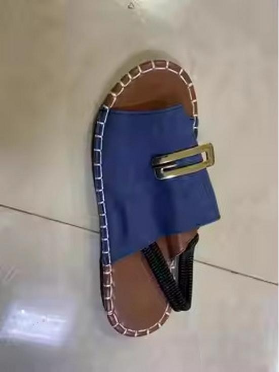 

Женские европейские и американские сандалии на плоской подошве - Эластичная лента с металлическими украшениями, Большой размер, Пляжный стиль 41 синий