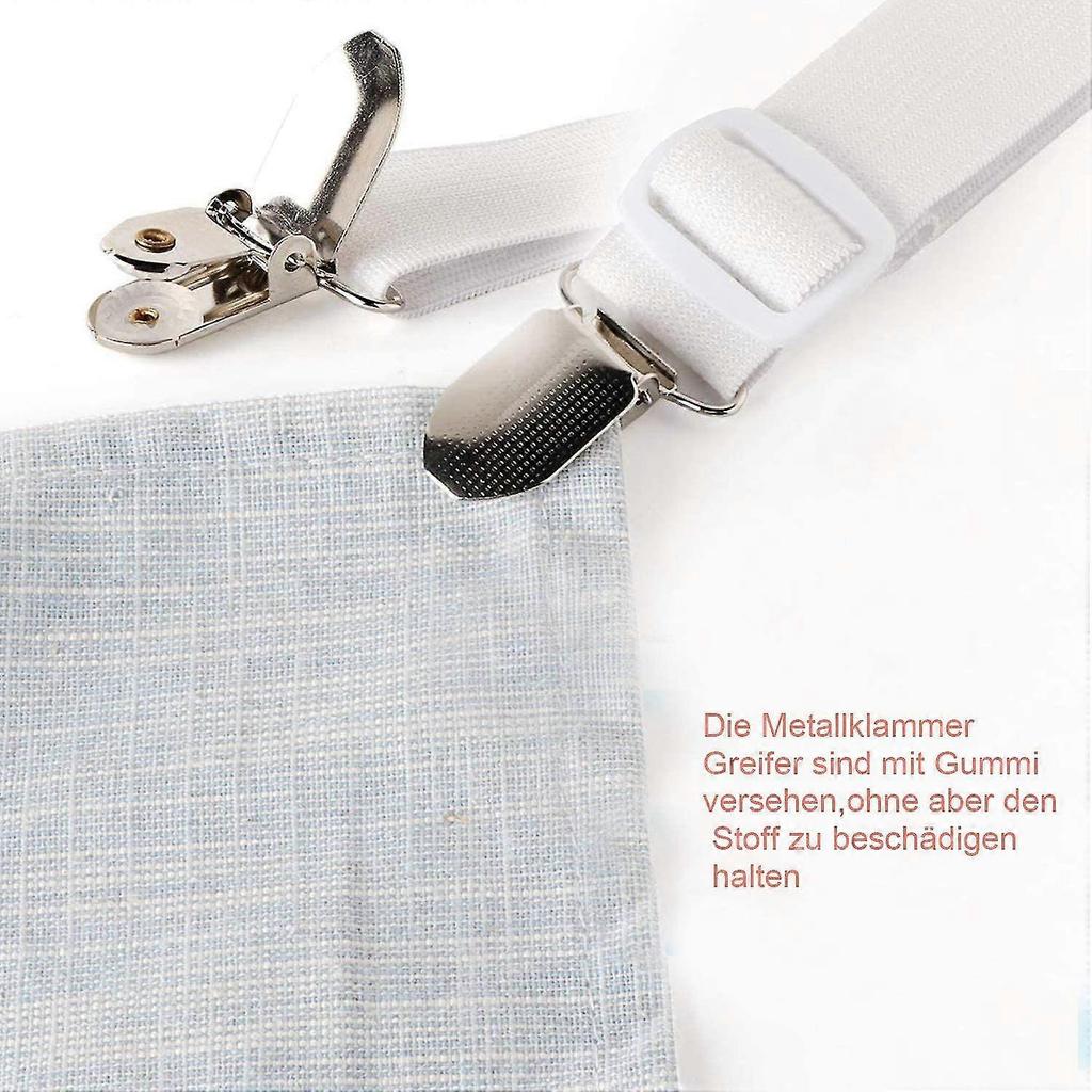 Adjustable Bed Sheet Tensioner, 8 Pieces Elastic Sheet Tensioner, White Sheet