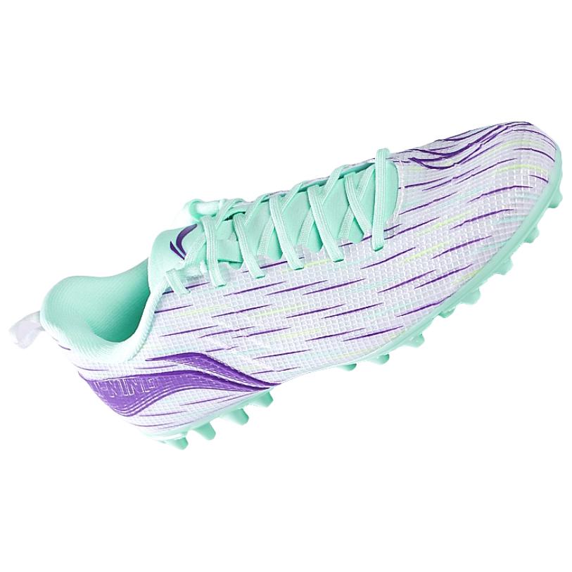 Li Ning MG Multi Ground Artificial Turf Slip Resistant Abrasion Resistant Soccer Shoes Men's White Blue Purple ASFU043-1