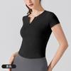 Naked Slimming Yoga Short Sleeve Waist Sports Crew Neck T-Shirt Half Zipper V-Neck Fitness Tights