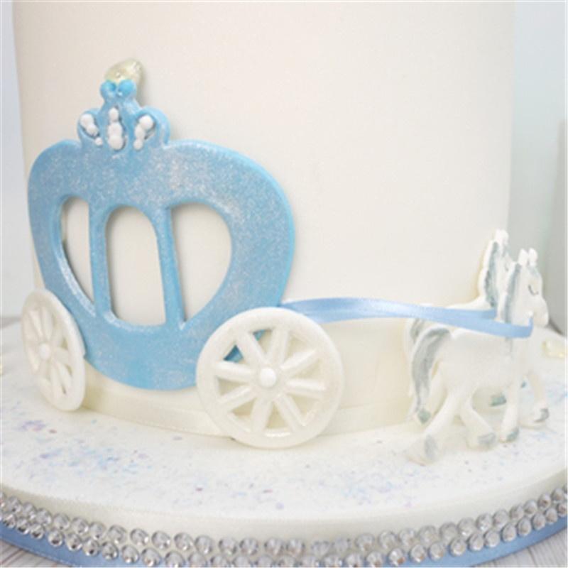3 Pcs/set Princess Carriage Print Plunger Fondant Cake Mold Plastic Cookie Cutter